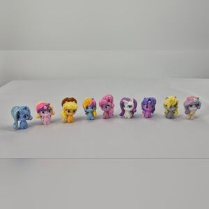 My Little Pony Mini Figures Lot of 9 Glitter Hair Ponies Hasbro